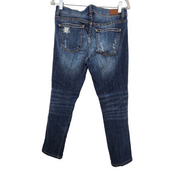 Judy Blue Boyfriend Fit Jeans 7/28 Destroyed Straight Cut Dark Wash - Picture 2 of 7